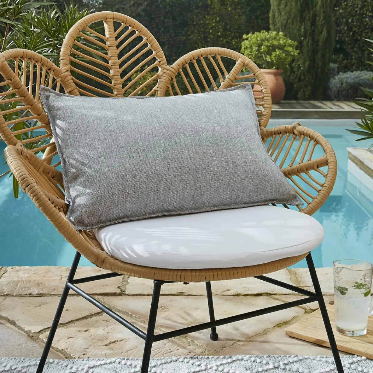 Accessoires Et Coussins|Coussin Déco D'Extérieur|L'effet papillon Housse de coussin extérieur rectangulaire (40 x 60 cm) Naia galet Gris