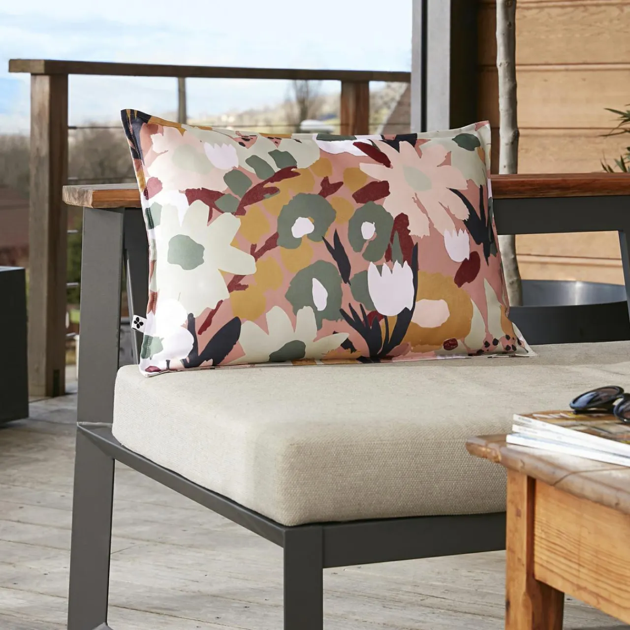 Accessoires Et Coussins|Coussin Déco D'Extérieur|L'effet papillon Housse de coussin extérieur rectangulaire (40 x 60 cm) Léane Multicolore