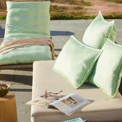 Accessoires Et Coussins|Coussin Déco D'Extérieur|L'effet papillon Housse de coussin extérieur rectangulaire (40 x 60 cm) Naia Vert caraïbes Vert d'eau