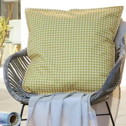 Accessoires Et Coussins|Coussin Déco D'Extérieur|L'effet papillon Housse de coussin extérieur carrée (60 x 60 cm) Vickie Jaune Vichy jaune