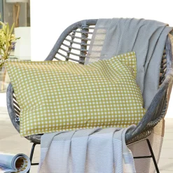 Accessoires Et Coussins|Coussin Déco D'Extérieur|EMINZA Housse de coussin extérieur rectangulaire (40 x 60 cm) Vickie Jaune Vichy jaune