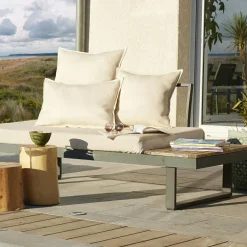 Accessoires Et Coussins|Coussin Déco D'Extérieur|L'effet papillon Housse de coussin extérieur carrée (45 x 45 cm) Naia Ecru