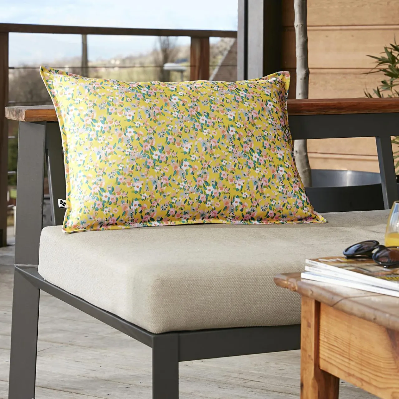 Accessoires Et Coussins|Coussin Déco D'Extérieur|L'effet papillon Housse de coussin extérieur rectangulaire (40 x 60 cm) Manon Jaune