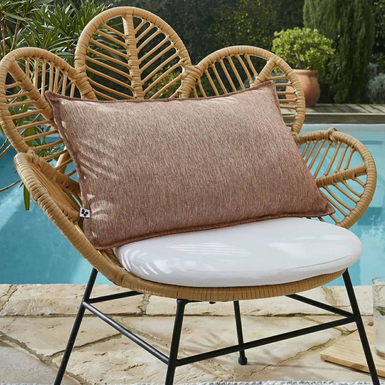 Accessoires Et Coussins|Coussin Déco D'Extérieur|L'effet papillon Housse de coussin extérieur rectangulaire (40 x 60 cm) Naia Corail Orange