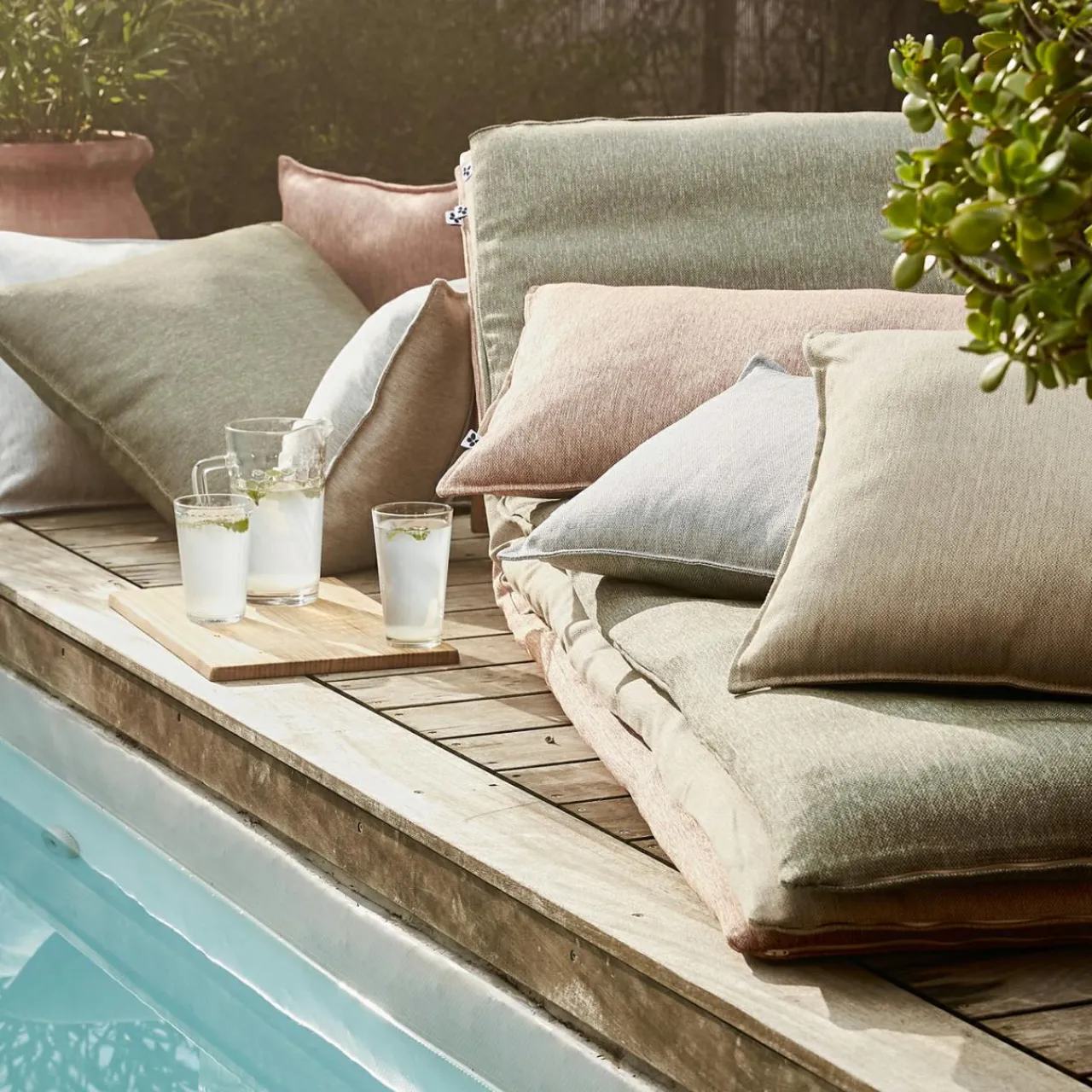 Coussin De Transat|Coussin De Transat Et Accessoire|L'effet papillon Housse de coussin pour bain de soleil (190 x 70 cm) Naia Corail Orange