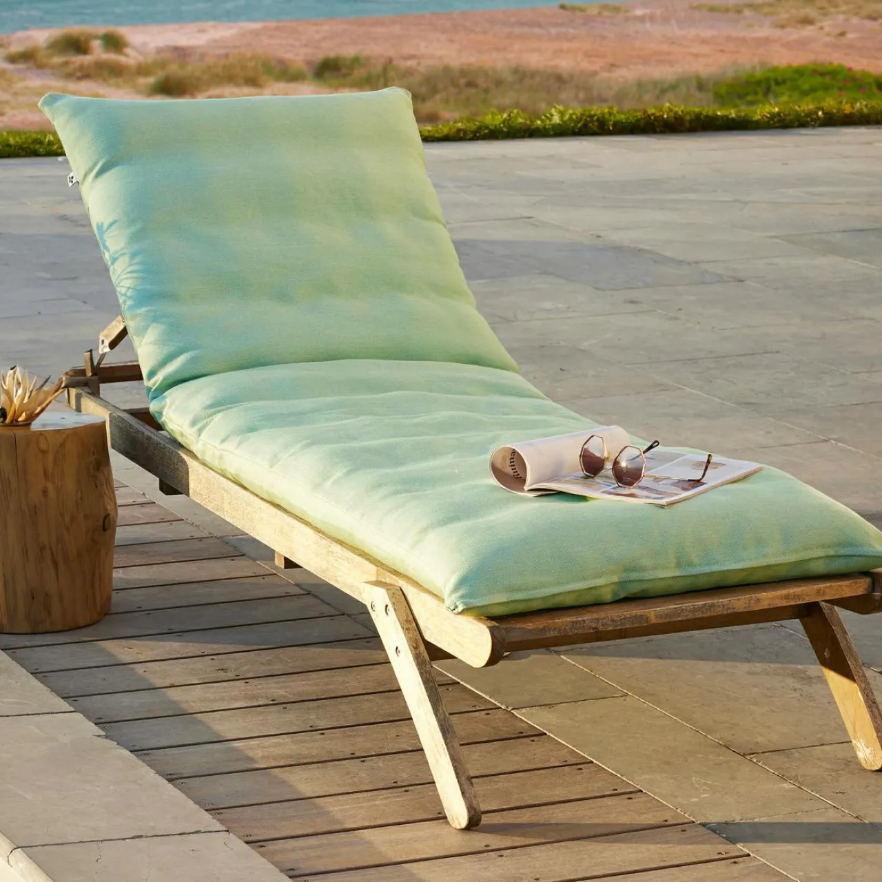 Coussin De Transat|Coussin De Transat Et Accessoire|L'effet papillon Housse de coussin pour bain de soleil (190 x 70 cm) Naia Vert caraïbes Vert d'eau