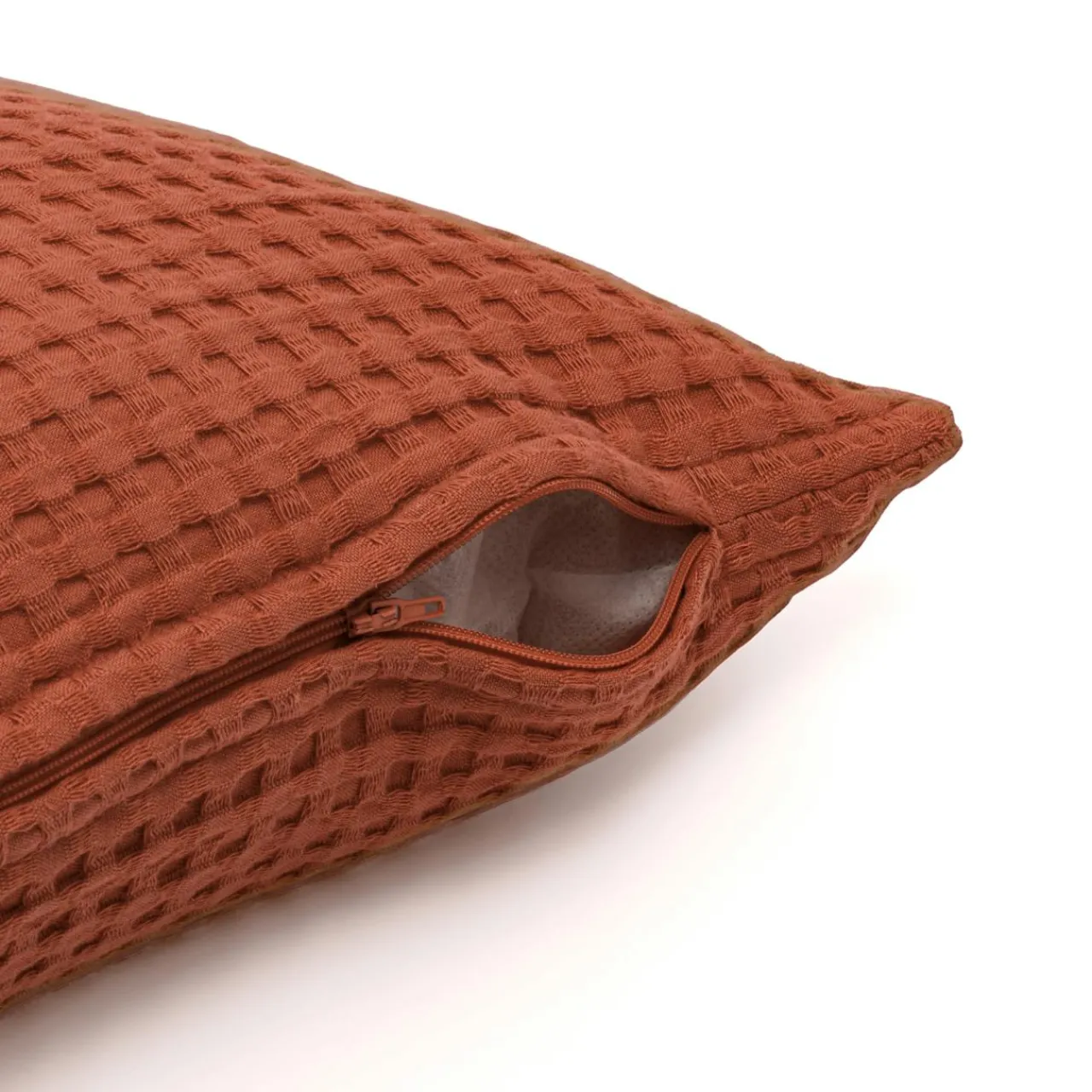 Coussin Et Housse|EMINZA Housse de coussin rectangulaire coton nid d'abeille (30 x 50 cm) Maya Terracotta