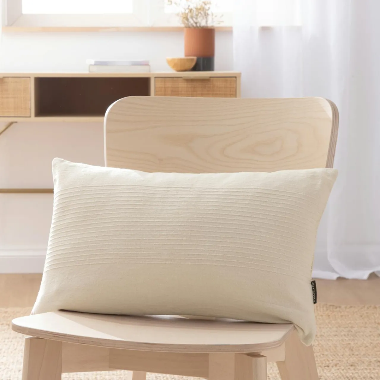 Coussin Et Housse|EMINZA Housse de coussin rectangulaire coton tissé (30 x 50 cm) Léa pampa Beige