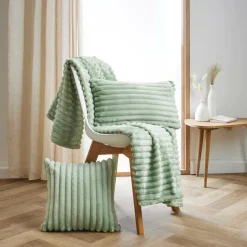 Coussin Et Housse|EMINZA Housse de coussin rectangulaire flanelle (30 x 50 cm) Dune Vert sauge