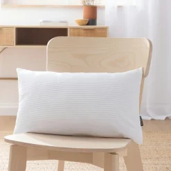 Coussin Et Housse|EMINZA Housse de coussin rectangulaire coton tissé (30 x 50 cm) Léa he Blanc