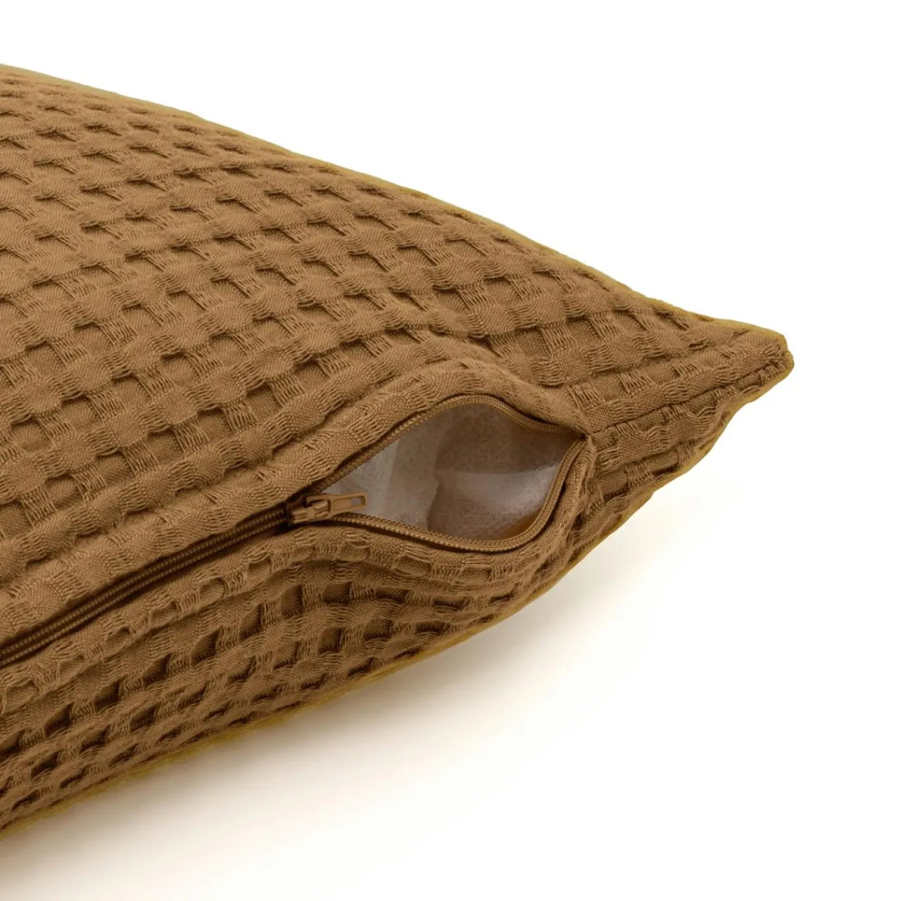 Coussin Et Housse|EMINZA Housse de coussin rectangulaire coton nid d'abeille (30 x 50 cm) Maya Camel