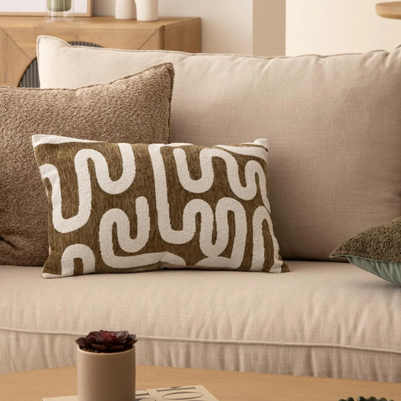 Coussin Et Housse|Atmosphera, cru017dateur d'intu017drieur Housse de coussin rectangulaire (30 x 50 cm) Jeni Vert kaki