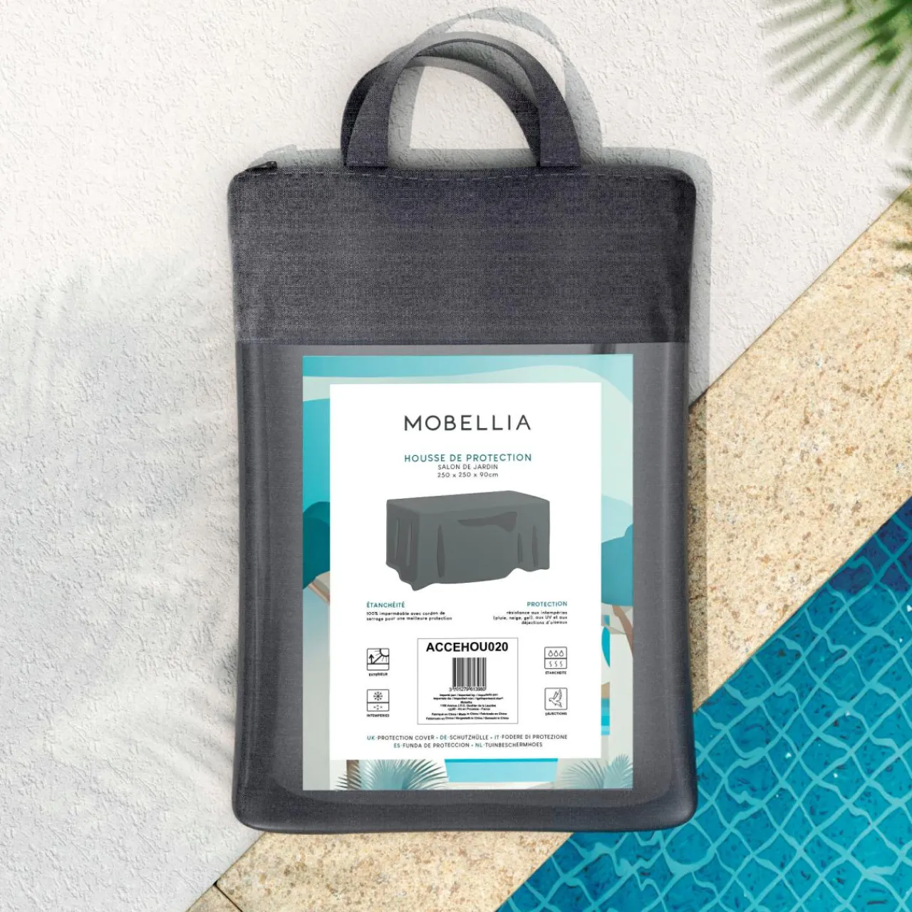 Housse De Protection|Accessoires Et Coussins|MOBELLIA Housse de protection Imperméable pour Salon de jardin (250 x 250 cm) Gris