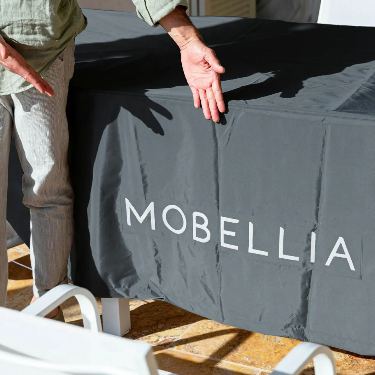 Accessoires Et Coussins|Housse De Protection|MOBELLIA Housse de protection Imperméable XL pour Table rectangulaire (308 x 190 cm) Gris