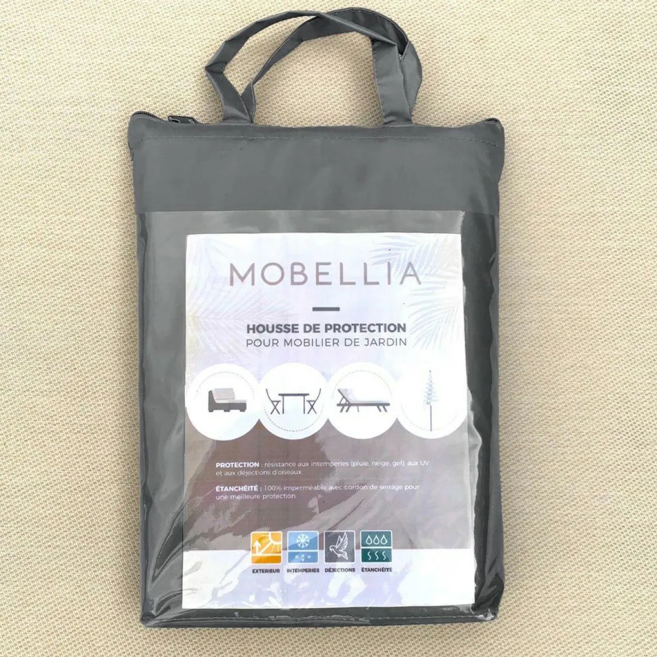 Housse De Protection|Accessoires Et Coussins|MOBELLIA Housse de protection Imperméable pour Table carrée (165 x 165 cm) Gris