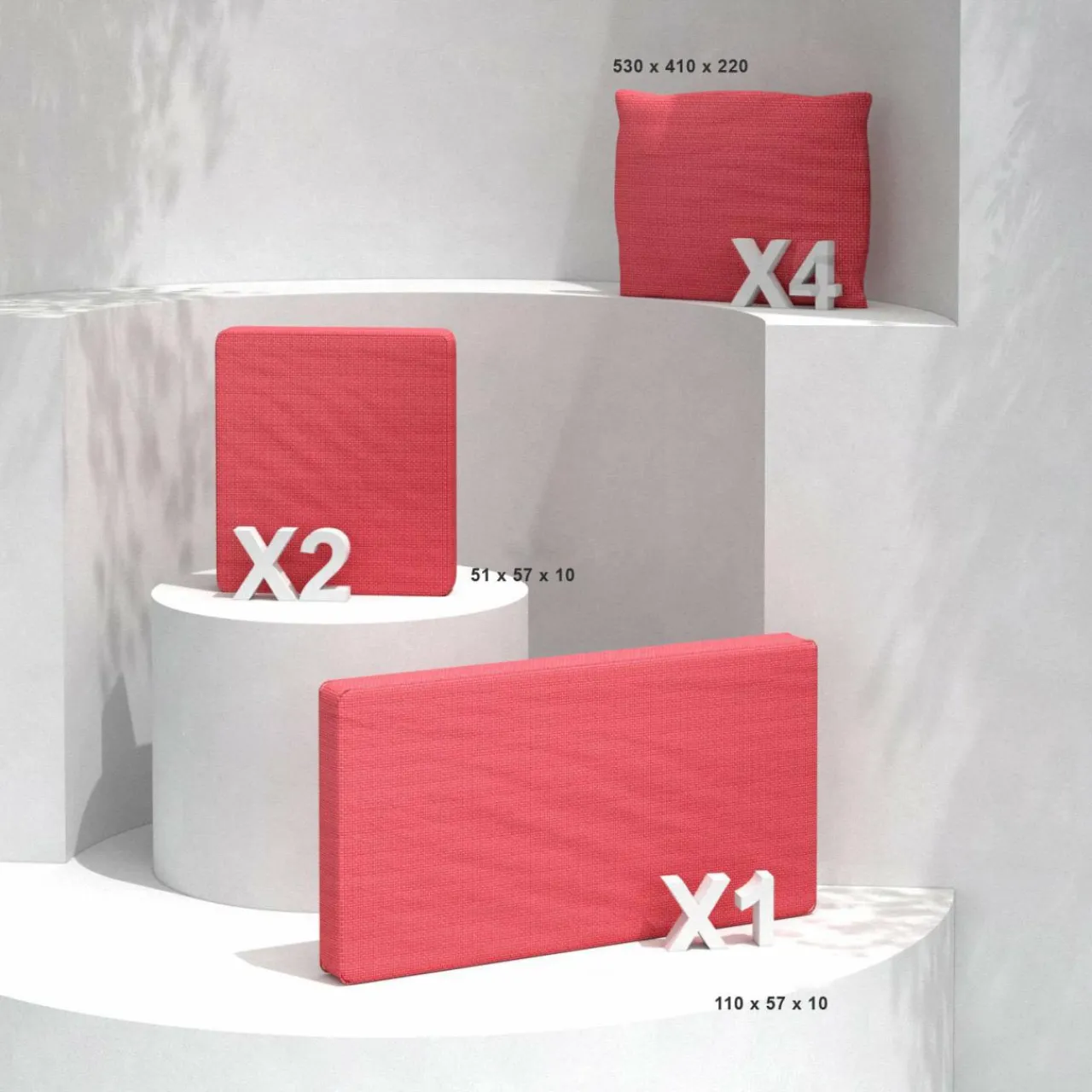 Accessoires Et Coussins|MOBELLIA Housses de coussin de remplacement pour salon de jardin Calvi 4 places - Rouge