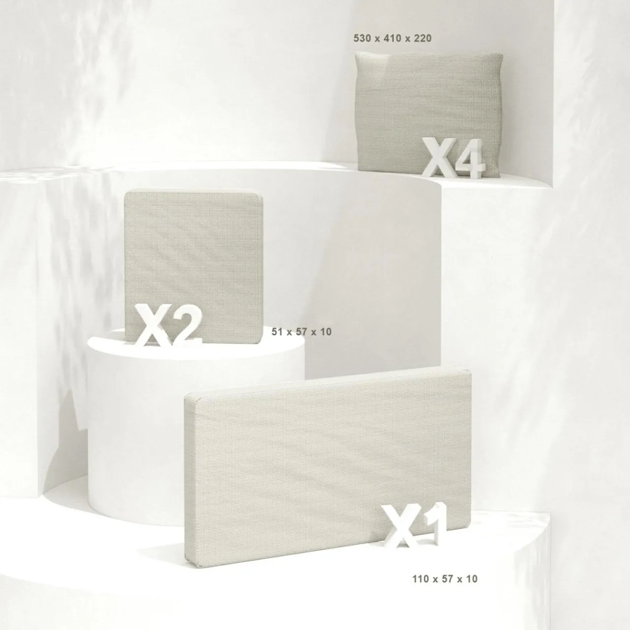 Accessoires Et Coussins|MOBELLIA Housses de coussin de remplacement pour salon de jardin Calvi 4 places - Beige chiné