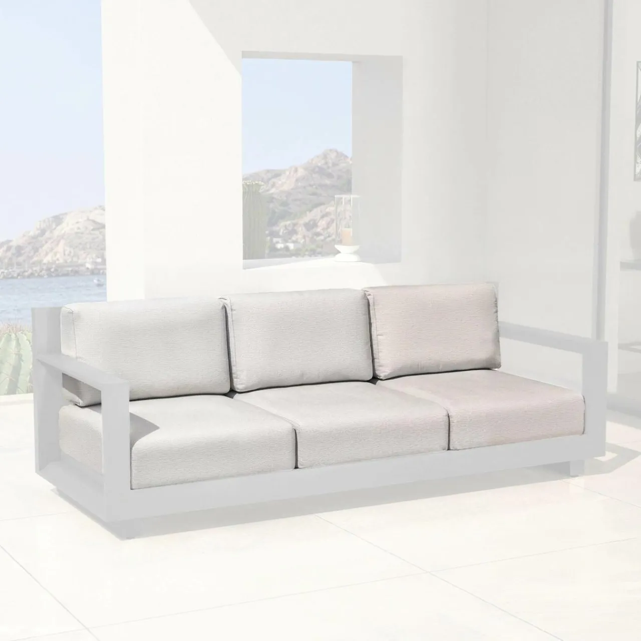 Accessoires Et Coussins|MOBELLIA Housses de coussin de remplacement pour Canapé 3 places Elba Gris clair