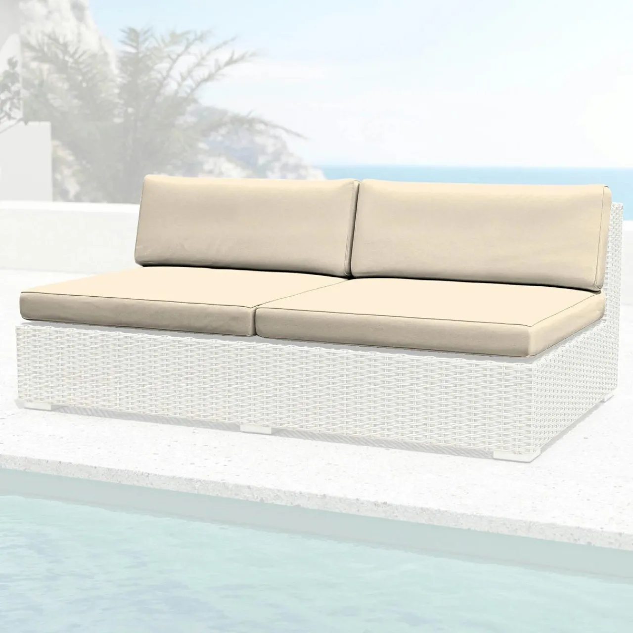 Accessoires Et Coussins|MOBELLIA Housses de coussin de remplacement pour Chauffeuse 2 places Palma Beige