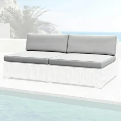 Accessoires Et Coussins|MOBELLIA Housses de coussin de remplacement pour Chauffeuse 2 places Palma Gris