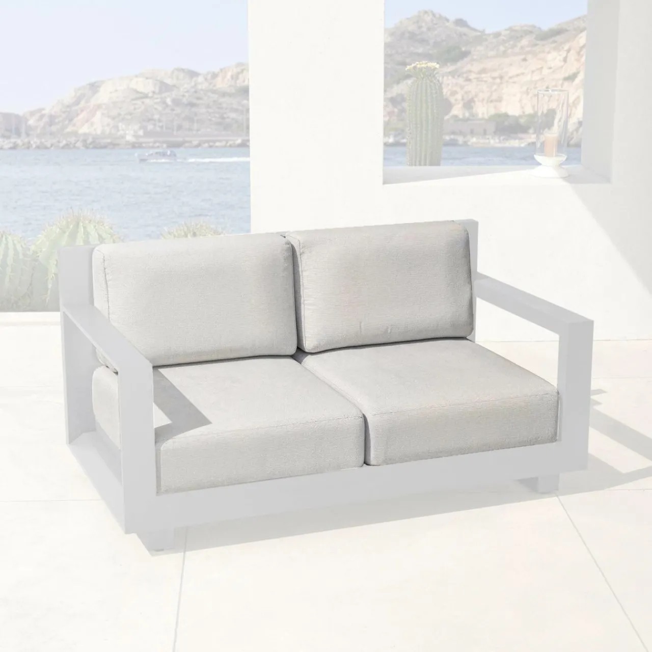 Accessoires Et Coussins|MOBELLIA Housses de coussin de remplacement pour Canapé 2 places Elba Gris clair