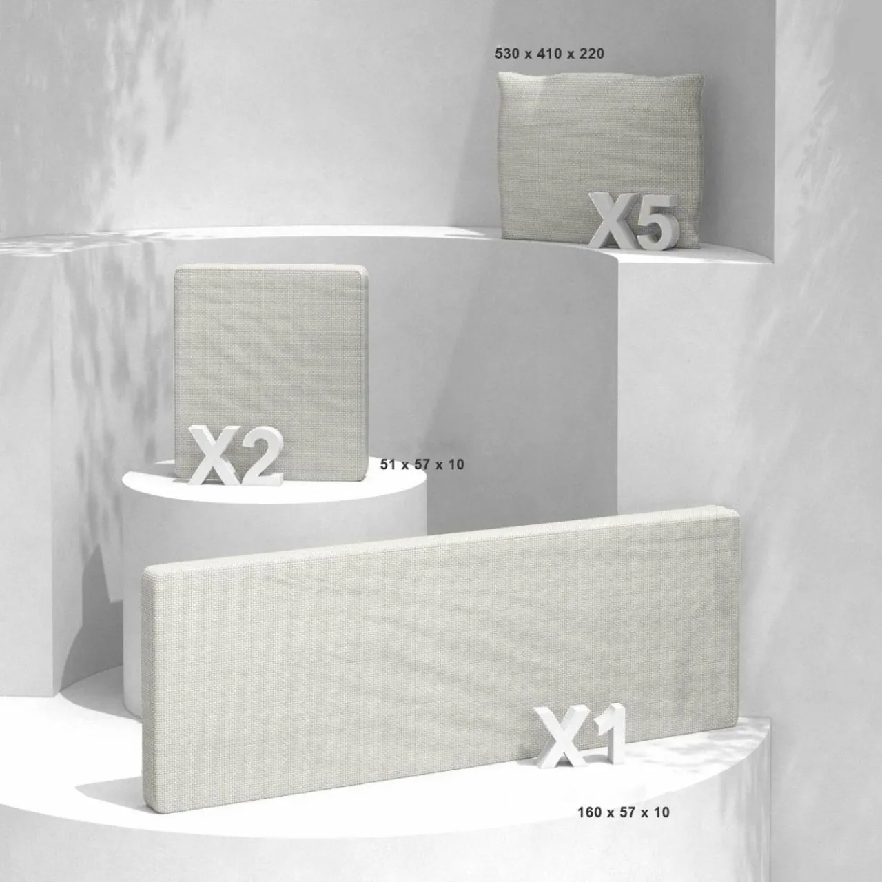 Accessoires Et Coussins|MOBELLIA Housses de coussin de remplacement pour salon de jardin Calvi 5 places - Beige