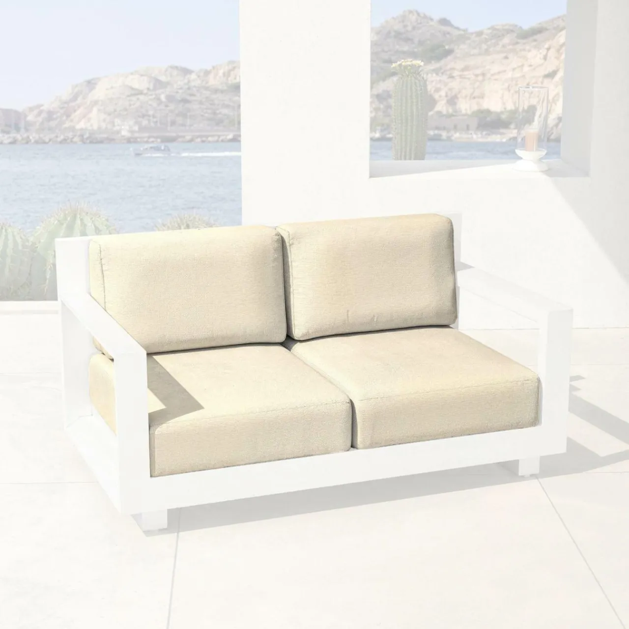 Accessoires Et Coussins|MOBELLIA Housses de coussin de remplacement pour Canapé 2 places Elba Beige