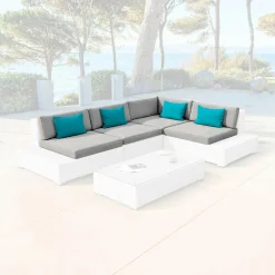 Accessoires Et Coussins|MOBELLIA Housses de coussin de remplacement pour salon de jardin 5 places Palma Gris
