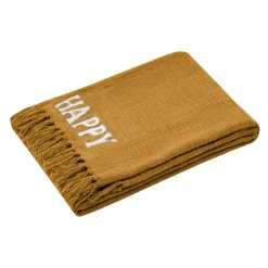 Plaid Et Jeté|STOF Jeté de canapé coton (125 x 150 cm) Happy curry Jaune