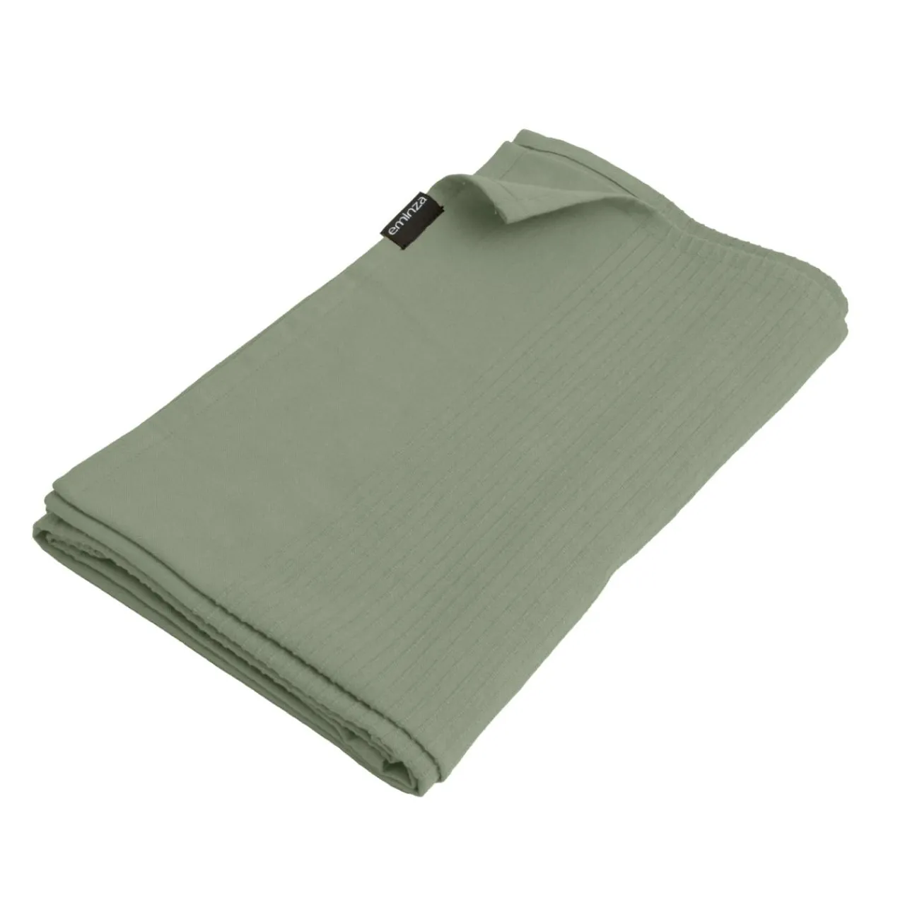 Plaid Et Jeté|Couvre-Lit Et Édredon|EMINZA Jeté de lit coton tissé (130 x 160 cm) Léa Vert romarin