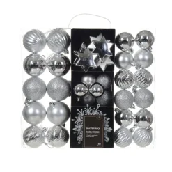 Boule De Noël|KAEMINGK Kit de décoration de Sapin de Noël (40 pcs) Cristal Argent