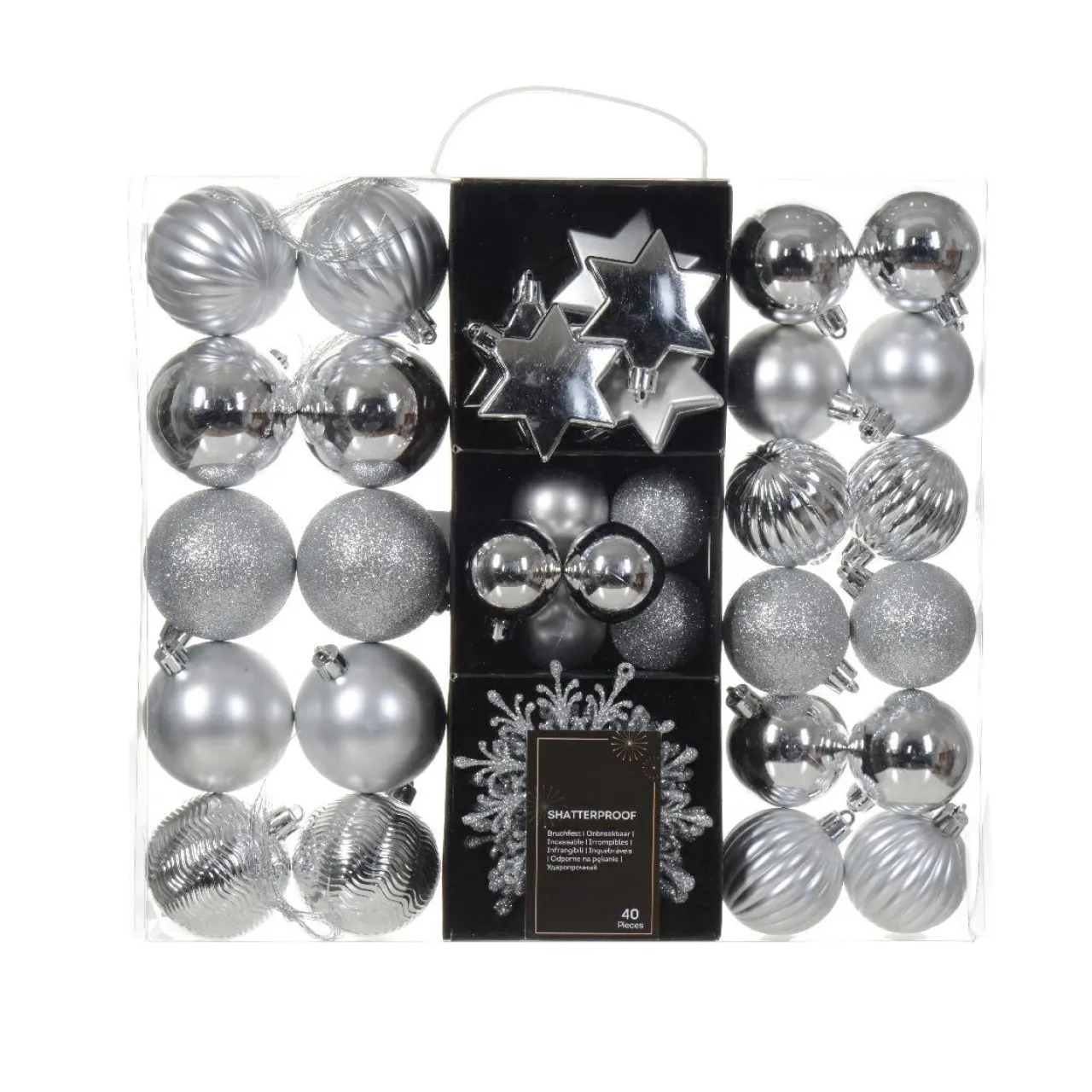 Boule De Noël|KAEMINGK Kit de décoration de Sapin de Noël (40 pcs) Cristal Argent