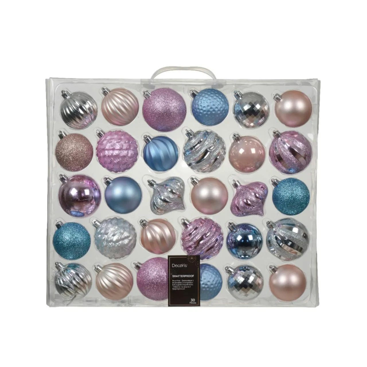 Boule De Noël|KAEMINGK Kit de décoration de sapin de Noël Agéna , argent et rose Bleu glacé