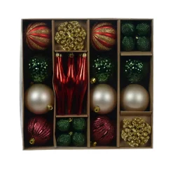 Boule De Noël|KAEMINGK Kit de décoration de sapin de Noël Christmas rouge et or Vert