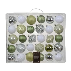 Boule De Noël|KAEMINGK Kit de décoration de sapin de Noël Agéna Menthe blanche, blanc et argent Vert menthe