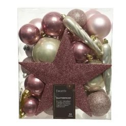 Boule De Noël|KAEMINGK Kit de décoration de sapin de Noël Novae multi Rose poudré/Perle/ Vieux rose