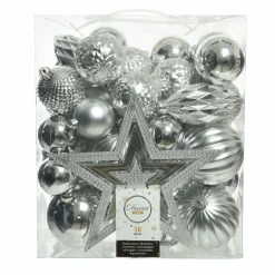 Boule De Noël|KAEMINGK Kit de décoration de sapin de Noël Mély Argent
