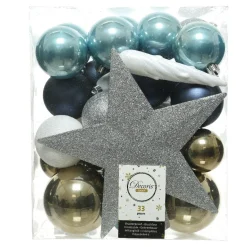 Boule De Noël|KAEMINGK Kit de décoration de sapin de Noël Novae multi Argent Bleu nuit