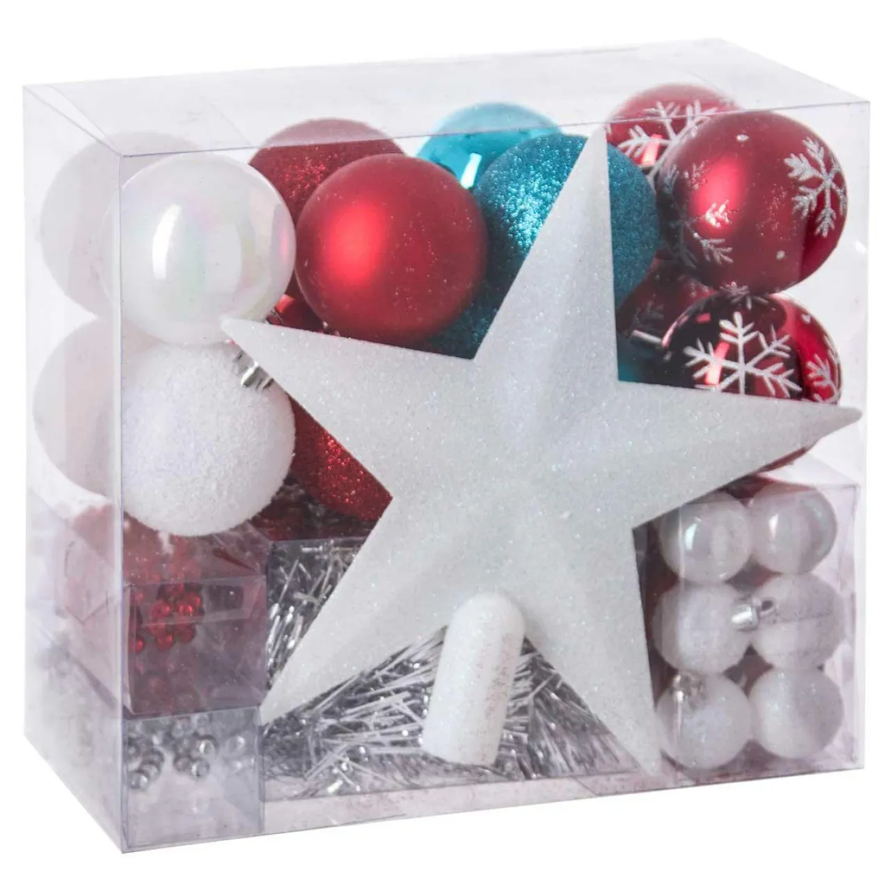 Boule De Noël|Feeric Lights & Christmas Kit de décoration de sapin de Noël Aspen Blanc / Bleu turquoise