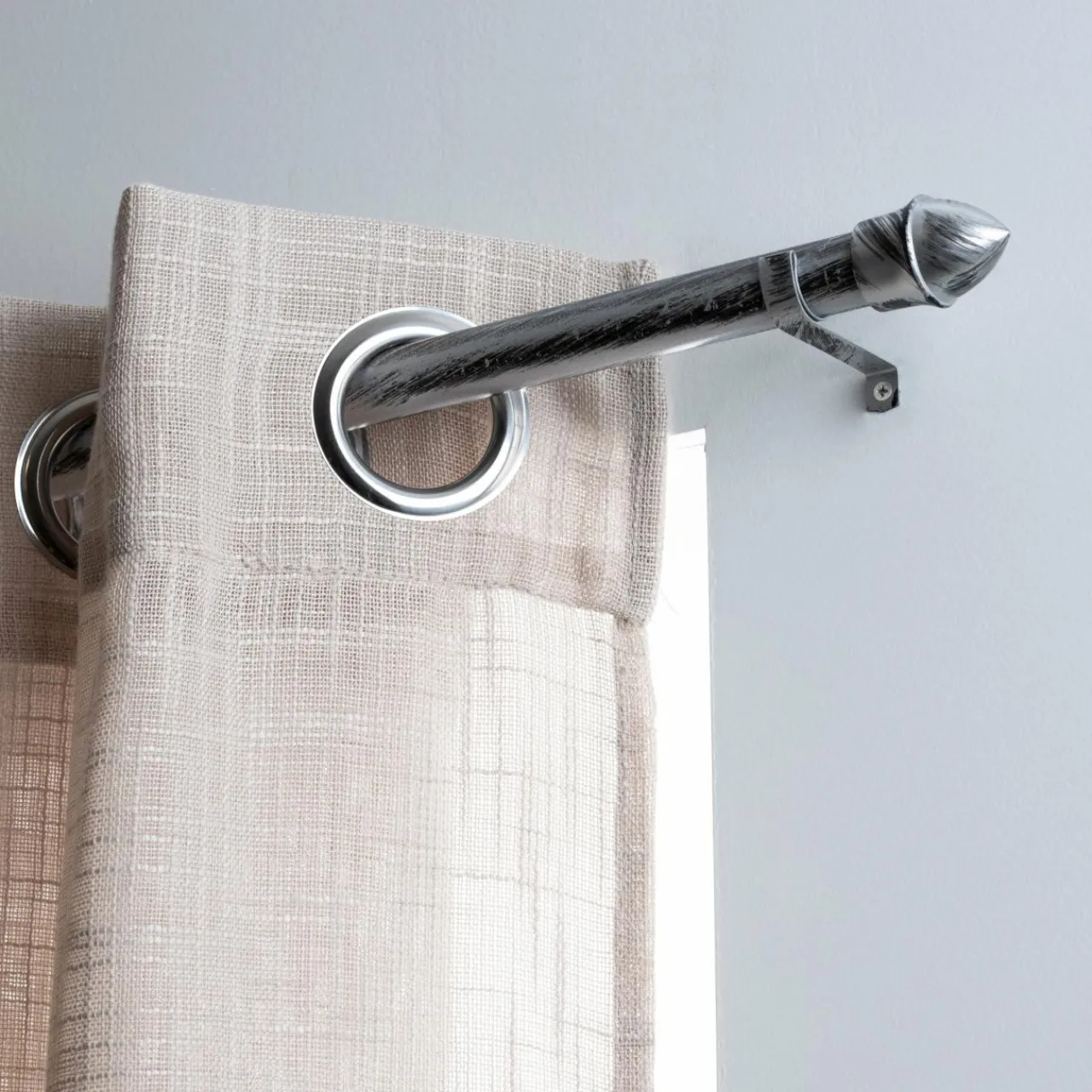 Tringle Voilage Et Support|LUANCE Kit de tringle extensible (85 à 135 cm) Bistrot et noir Argent