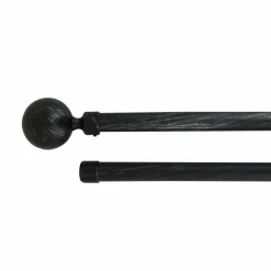 Tringle À Rideau, Barre Et Support|LUANCE Kit de tringle extensible double barres (L120 - L210 cm / D19 mm) Paloma et argent Noir