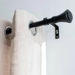 Tringle À Rideau, Barre Et Support|LUANCE Kit de tringle extensible (L210 - L380 cm / D19 mm) Brasserie Mat Noir