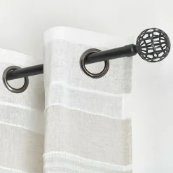 Tringle Plafond|Tringle À Rideau, Barre Et Support|LUANCE Kit de tringle rideau extensible (L120 - L210 cm / D19 mm) Facette mat Noir