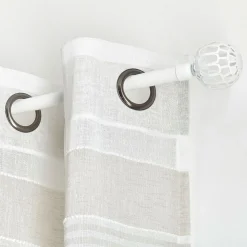 Tringle Plafond|Tringle À Rideau, Barre Et Support|LUANCE Kit de tringle rideau extensible (L120 - L210 cm / D19 mm) Facette mat Blanc