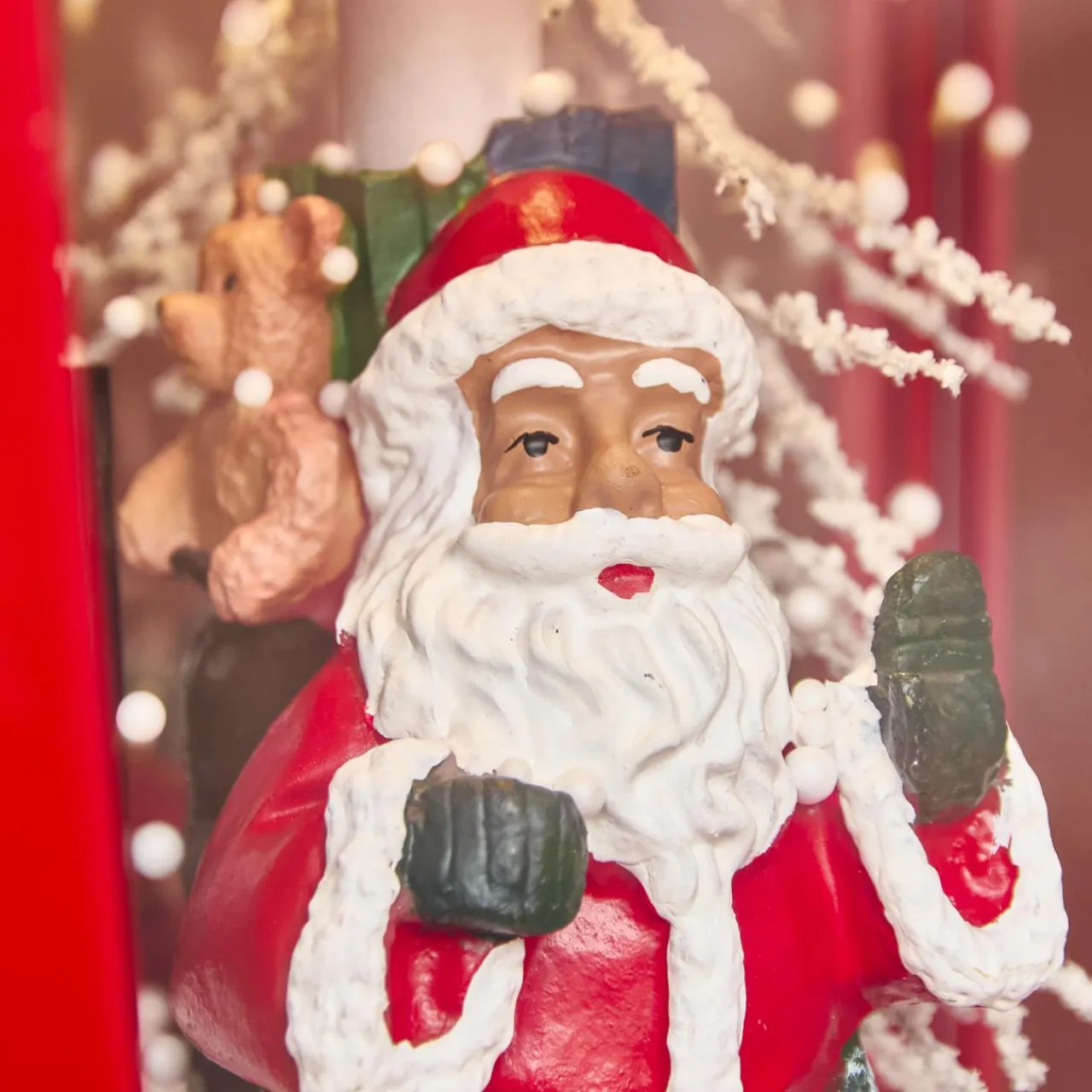 Personnage, Objet Grand Format|Déco Et Objet De Noël|KAEMINGK Lampadaire de Noël illuminé, musical et animé 10 LED (H135 cm) Neige tombante Rouge