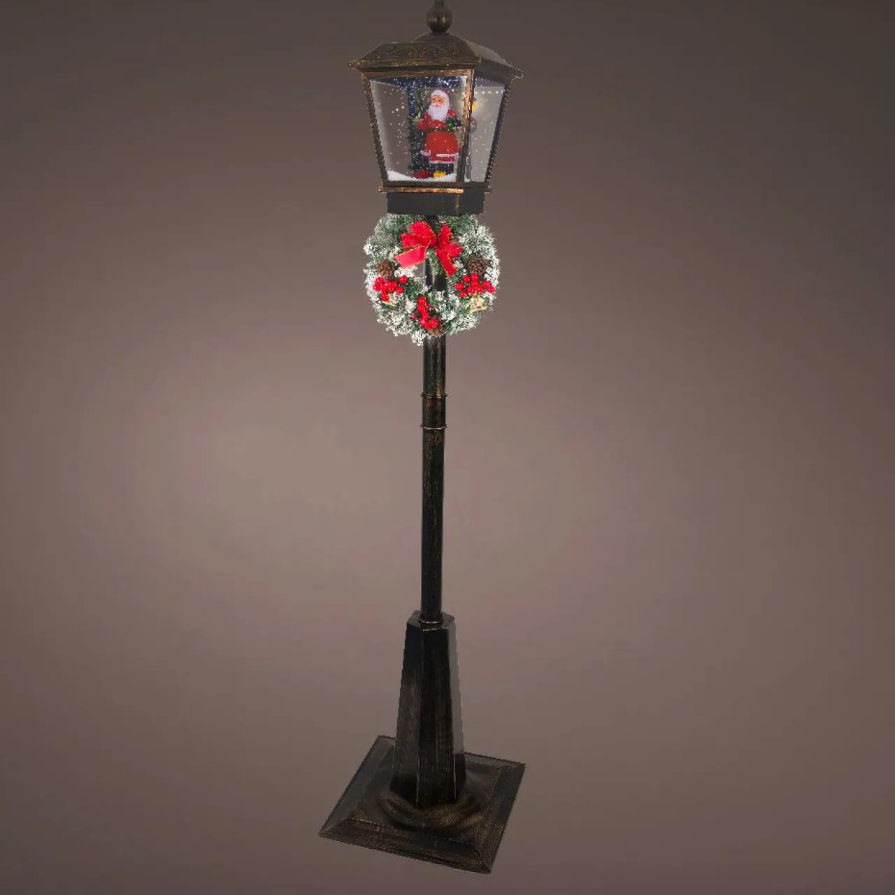 Personnage, Objet Grand Format|Déco Et Objet De Noël|KAEMINGK Lampadaire de Noël illuminé et animé 33 LED (H180 cm) Neige tombante Noir