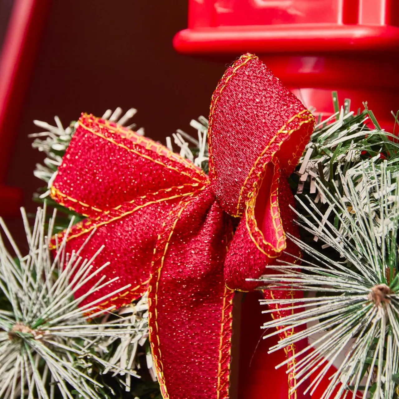 Personnage, Objet Grand Format|Déco Et Objet De Noël|KAEMINGK Lampadaire de Noël illuminé et animé 33 LED (H180 cm) Neige tombante Rouge