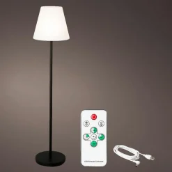 Luminaire Jardin|Eclairage Extérieur|#N/A Lampadaire extérieur sans fil rechargeable USB LED (H150 cm) Brooklyn Noir