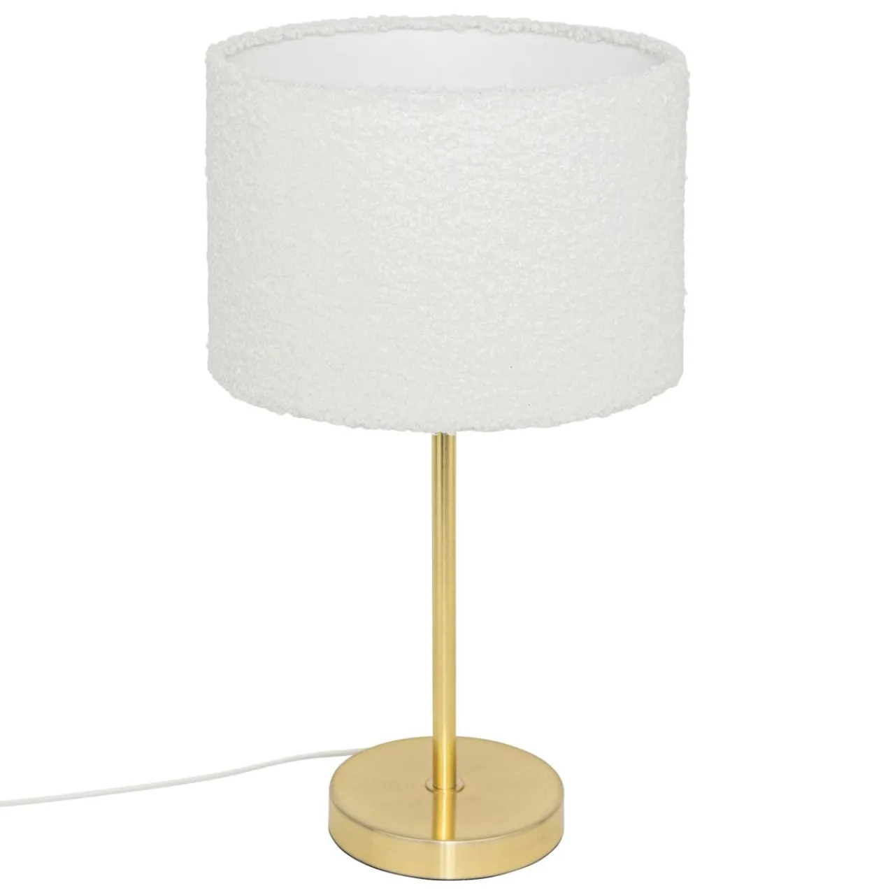 Lampe À Poser|Atmosphera, cru017dateur d'intu017drieur Lampe à poser bouclette et métal (H49 cm) Tina et or Blanc
