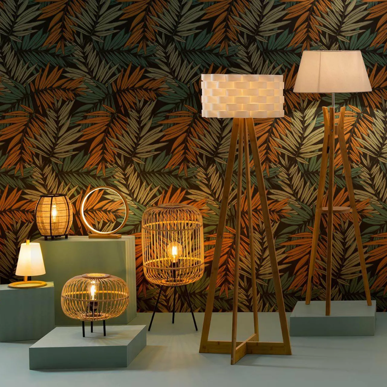 Lampe À Poser|ATMOSPHERA Lampe à poser en bois (H26 cm) Roni he Blanc